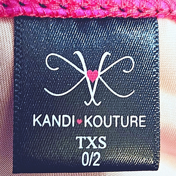 Kandi Kouture Neon Pink Black Fringe Two-Piece Salsa Dance Outfit Teen XS - Picture 3 of 3